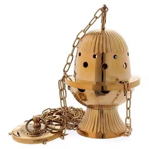 Silver Finish Brass Thurible Decorative Style Brass Thurible Ideal <b>For</b> Prayer Ceremony Censer And Aromatic Incense <b>Burner</b> - Product Image 6