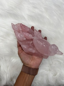 Patos Mandarín de Cuarzo Rosa, Familia de Cristales Naturales Tallados, Amor, Relación, Pareja, Sanación, Equilibrio del Chakra del Corazón, Boda - Product Image 3