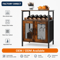 Meuble de rangement industriel en bois et métal, casier à bouteilles, porte-verres, porte en maille, bar à domicile, armoire à vin et spiritueux en gros