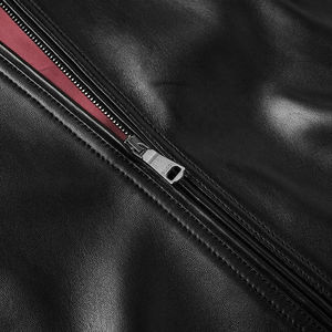 Chaqueta Bomber de Cuero para Hombre, a la Moda, con Mangas Delanteras de Cuero Genuino, Chaqueta Bomber de Alta Calidad con Efecto de Cuero Genuino - Product Image 2