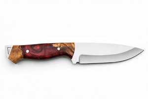 Outil utilitaire d'extérieur à lame fixe, fabriqué à la main, avec manche en bois stabilisé et résine époxy - Product Image 2