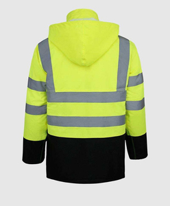 Chaqueta de Seguridad Reflectante de Alta Visibilidad para Hombre, Ropa de Trabajo Impermeable con Capucha, Cuello Alto, Manga Larga, Material de Poliéster - Product Image 2