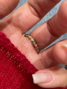 แหวนเพชร Open Wrap Lab, แหวนเพชรทรงกลม 14K, แหวนเพชรทรงกลมแบบ Bezel Set, แหวนมินิมอลปรับขนาดได้, แหวนหรูหรา - Product Image 6