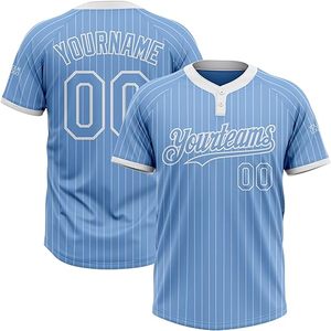 Custom Stripe Sublimation Printed Baseball/Softball Jersey Moisture Wicking V-Neck Short Sleeve Personalized Team Name Numbers - Product Image 3