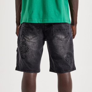 Pantalones Cortos de Mezclilla de Verano de Alta Calidad al por Mayor Personalizados, Jeans para Hombre con Apliques Bordados, Pantalones Cortos Ajustados para Hombre - Product Image 4