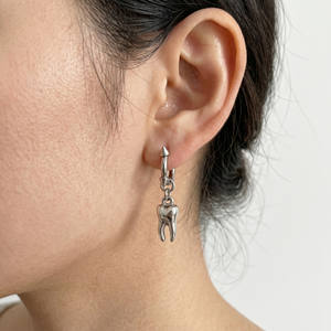 <span class=keywords><strong>Pendientes</strong></span> de Aro de Acero Inoxidable Estilo Punk Gótico, Pequeños, con Diseño de Dientes de Bebé, Joyería Rock Unisex - Product Image 2