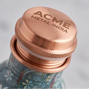 Artisanal Bohemian Printed Copper Water <b>Bottle</b> Eco Friendly Leakproof <b>Flask</b> for Daily Hydration Home Office Gym Yoga and Travel - Product Image 2