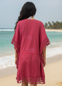 Minimalist Caftan Lightweight Soft 60s Cambric Fabric Retro Inspired Summer <b>Dress</b> Relaxed <b>Fit</b> Comfortable Casual Daily Outfit - Product Image 3