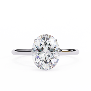 Oval Cut Solitaire Diamond Engagement <b>Ring</b> - Product Image 2