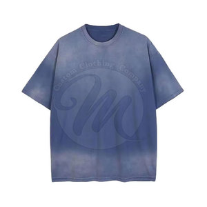 T-shirt classique effet délavé au soleil 100% coton T-shirt effet délavé au soleil Tissu lisse T-shirt effet délavé au soleil - Product Image 3