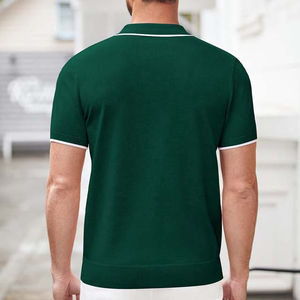 Nouvelle Arrivée Chemises Homme Grande Taille en Coton Écologique de Haute Qualité à Demi-Zip Manches Courtes Respirantes Vertes pour l'Été - Product Image 3