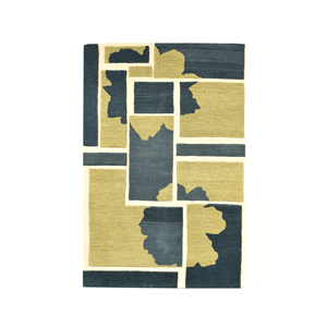 Luxury Hand-Tufted Wool Geometric Grid Area <b>Rug</b> 9x12 Modern Abstract Block Pattern in Olive Green Charcoal <b>Grey</b> & Ivory - Product Image 3