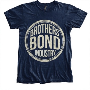 พรีเมี่ยม BROTHERS BOND INDUSTRY เสื้อยืดกราฟิกสีดำล้างสีสไตล์วินเทจ โลโก้ย้อนยุค ผ้าฝ้ายเนื้อนุ่ม สตรีทแวร์ - Product Image 2