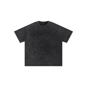 Acid Wash Crew Neck T-Shirt Oversized Fit Adult Wholesale High Quality Eco-Friendly 100% Cotton Silk Screen Printed T-Shirts - Product Image 6