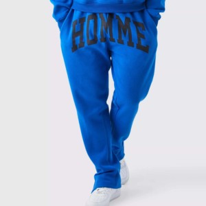 Custom Solid Men's Winter Streetwear Tracksuit Set 100% Cotton Casual Hoodie & Sweatpants with <b>Zipper</b> Closure - Product Image 2
