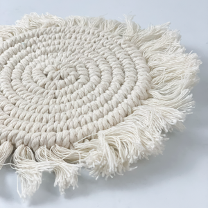 Posavasos de Macramé Hecho a Mano JNC, Posavasos Rústico de Algodón y Poliéster, Ligero y Lavable para Café y Té - Product Image 3