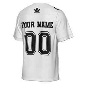Camiseta de Fútbol Americano Blanca Personalizada para Hombre, Cuello en V, Manga Corta, Absorbe la Humedad, 100% Poliéster, Impresión de Nombre y Número del Equipo, Ropa Deportiva - Product Image 5