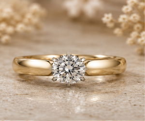 Bague de fiançailles solitaire en diamant de laboratoire, or jaune 14 carats, rhodié, certifiée IGI, six griffes, classique, cadeau de mariage, bague de demande en mariage - Product Image 4