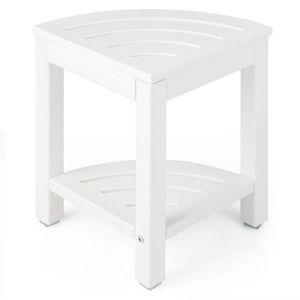 Panca Angolare per Doccia in Legno Resistente con Ripiano Portaoggetti per Rasatura Gambe, Stile Moderno e Lussuoso da Hotel - Product Image 1