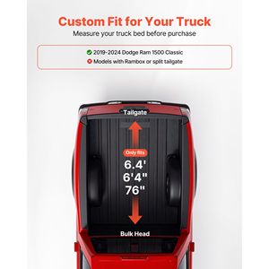 Cubierta enrollable suave para caja de camioneta compatible con Dodge Ram 1500 Classic 2019-2024 y Ram 2500 3500 2003-2025, apta para 6.4 pies (6'') - Product Image 2