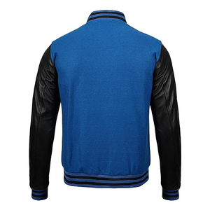 OEM Custom Logo Embroidery Bomber Jackets Leather Sleeves Retro Letterman Baseball Varsity Jacket for <b>Men</b> - Product Image 5