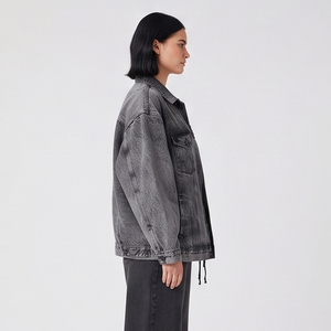 Women Washed Denim <b>Zip</b> <b>up</b> <b>Jacket</b> Baggy Vintage American Denim <b>Jacket</b> Women's American-style Vintage Denim <b>Jacket</b> Striped - Product Image 3