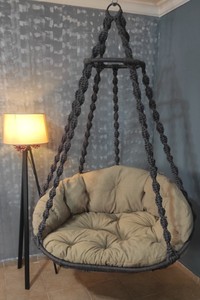 Handmade Macrame Hammock <b>Chair</b>, Boho Indoor Outdoor Swing - Product Image 3