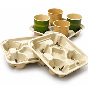 Gobelet alimentaire jetable biodégradable en pulpe recyclée à paroi simple TBH 4 compartiments écologique 8oz 220mm de diamètre couleur naturelle - Product Image 2