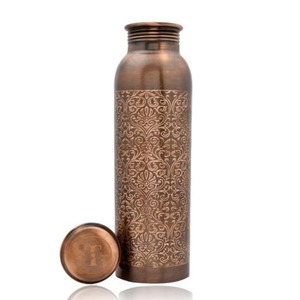 Traditional Ayurvedic <b>Copper</b> Bottle For Storing Drinking Water With Durable Leak Resistant <b>Screw</b> Cap Design - Product Image 1