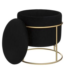 Best Seller Black Color Round Shape <b>Ottomans</b> With gold Soft Upholstery Living Room Furniture Home <b>Stool</b> - Product Image 1