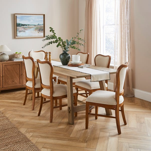 Chaise de salle à manger classique moderne en bois massif avec revêtement en tissu rayé - Product Image 6
