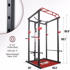 Gabbia di potenza multifunzionale da 100 libbre per la casa palestra con capacità di 1000 libbre regolabile Pullup Squat Rack per il Fitness completo bilanciere - Product Image 4