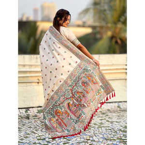 ผ้าไหมบาลูชารีทอแบบซารี น้ำหนัก 650 กรัม สำหรับชุดส่าหรีงานแต่งงานสุดหรู - Product Image 4