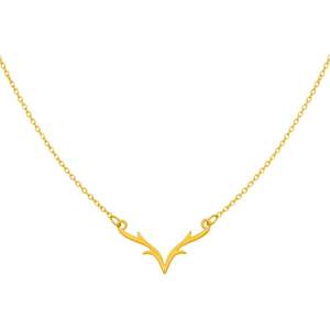Hallmarked Silver Deer Antler Pendant with 14K Gold Plating Oval Cut Diamond and Freshwater Pearl for Women - Product Image 3