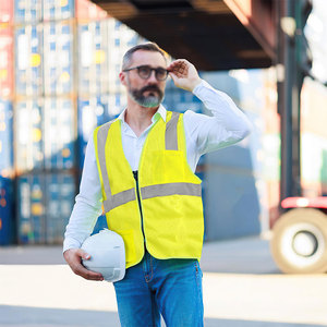Chaleco de Seguridad Amarillo Brillante sin Mangas para Hombre, Tejido de Malla, Ropa de Trabajo Versátil de Estilo Vintage con Impresión Personalizada, Servicio OEM - Product Image 3