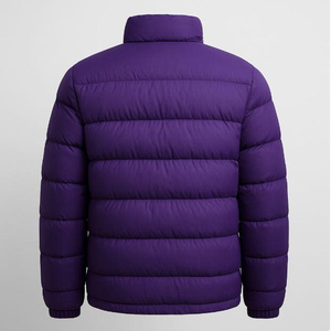 Chaqueta Acolchada de Piel de Oveja Morada, Abrigo de Invierno Cálido con Cuello Alto y Logotipo Frontal, Ropa Exterior para Hombre y Mujer - Product Image 3