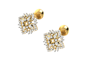 Pendientes de tuerca florales chapados en oro con circonita cúbica para mujer, elegantes joyas nupciales hechas a mano, producto a granel - Product Image 4