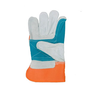Gants de travail en cuir de vachette de qualité supérieure certifiés CE, antistatiques, résistants à la chaleur, doublure polaire 11 oz, poignet caoutchouté - Product Image 5