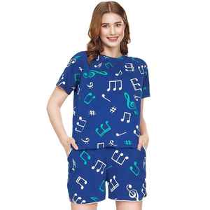 Ensemble d'été pour femme : haut et mini-short moulant assorti, imprimé abstrait moderne, léger, logo personnalisé, faible MOQ - Product Image 1