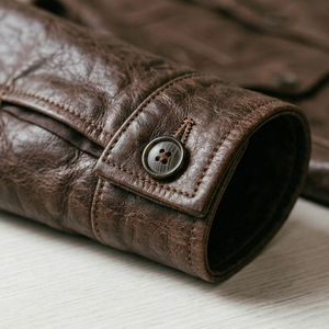 Veste en cuir véritable pour homme de qualité supérieure pour l'automne et l'hiver, style streetwear, teinture unie, avec service OEM, vente en ligne - Product Image 5