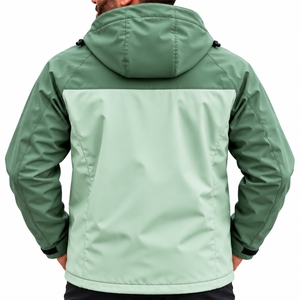men Custom <b>Soft</b> <b>Shell</b> <b>Jacket</b> Two Tone <b>Hooded</b> Full Zip Outdoor Casual <b>Jacket</b> High Neck Style Regular Fit Premium <b>Jacket</b> For Men - Product Image 2