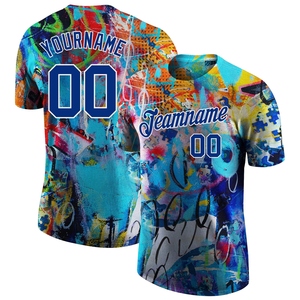 T-shirt 3D Performance Personnalisé Motif Graffiti Blanc-Azur, Fabrication Directe en Gros pour l'Industrie - Product Image 6