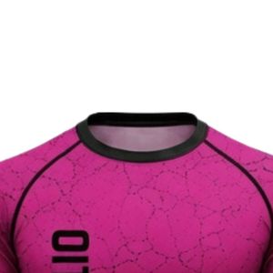 เสื้อคอมเพรสชั่นแขนยาวสีชมพูสด ลายแตก สำหรับออกกำลังกาย ฟิตเนส เทรนนิ่ง ระบายอากาศ แห้งเร็ว แบบซับลิเมชั่น เสื้อกีฬาคุณภาพสูง - Product Image 5
