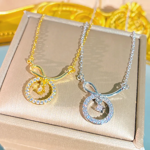 สร้อยคอทรงกลมสำหรับผู้หญิง ทำจากสแตนเลส 304 ประดับด้วยเพทายและสายโซ่เคลือบทอง 0.03µm - Product Image 6