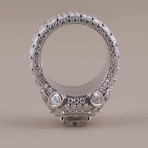 Bague pour homme en moissanite taille émeraude, finition or blanc, avec halo de baguettes, bague statement de luxe, style hip-hop, alliance de mariage, cadeau - Product Image 2