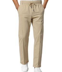 Pantalon de sport décontracté pour homme en coton et soie glacée, à séchage rapide, extensible, couleur unie, taille mi-haute, coupe droite, ample, respirant et léger - Product Image 6