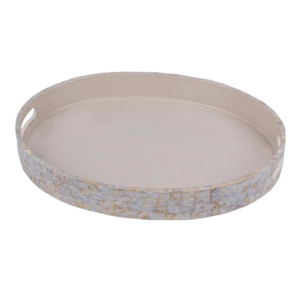 Bandeja ovalada artesanal de nácar con asas de hoja de latón, bandeja decorativa para uso en el hogar, restaurantes, hoteles, para té, café, regalos. - Product Image 3