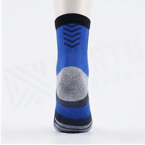 Blue Athletic <b>Socks</b> with Geometric Pattern <b>Breathable</b> Ankle Length for Running Adults Summer Season - Product Image 1