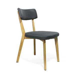 Luxury Solid Wood Armchair Designer Ergonomic Geometric Frame <b>Padded</b> Leather Seat Professional Home Restaurant Cafe Seating Pot - Product Image 1