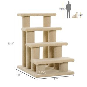 Albero per Gatti in Legno con Tiragraffi in Sisal, Scala per Animali Domestici da Interno, Materiale Plastico e Cartaceo per Gatti e Cani - Product Image 3